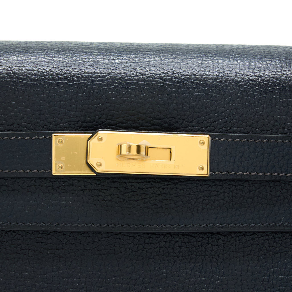 HERMES KELLY 35 SELLIER VACHE LIEGEE BLEU INDIGO GHW