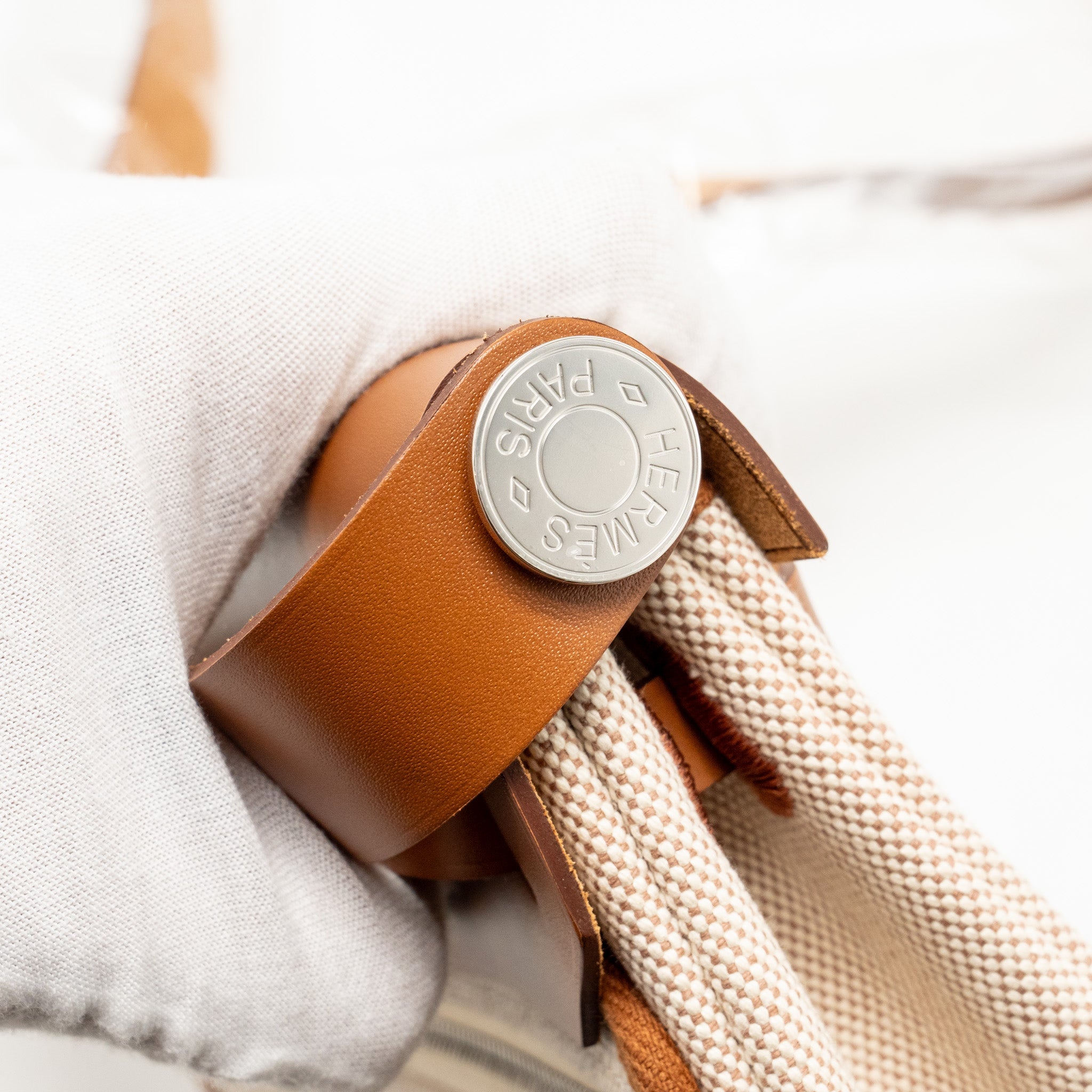 HERMES HERBAG MINI CANVAS / HUNTER LEATHER ECRU-BEIGE / FAUVE SHW