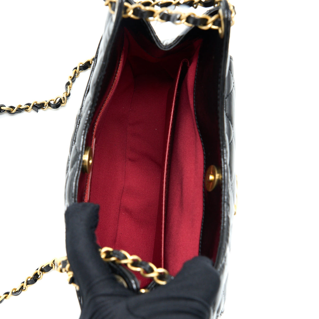 CHANEL 23C HOBO BAG SHINY CALFSKIN BLACK BRUSHED GHW(MICROCHIP)