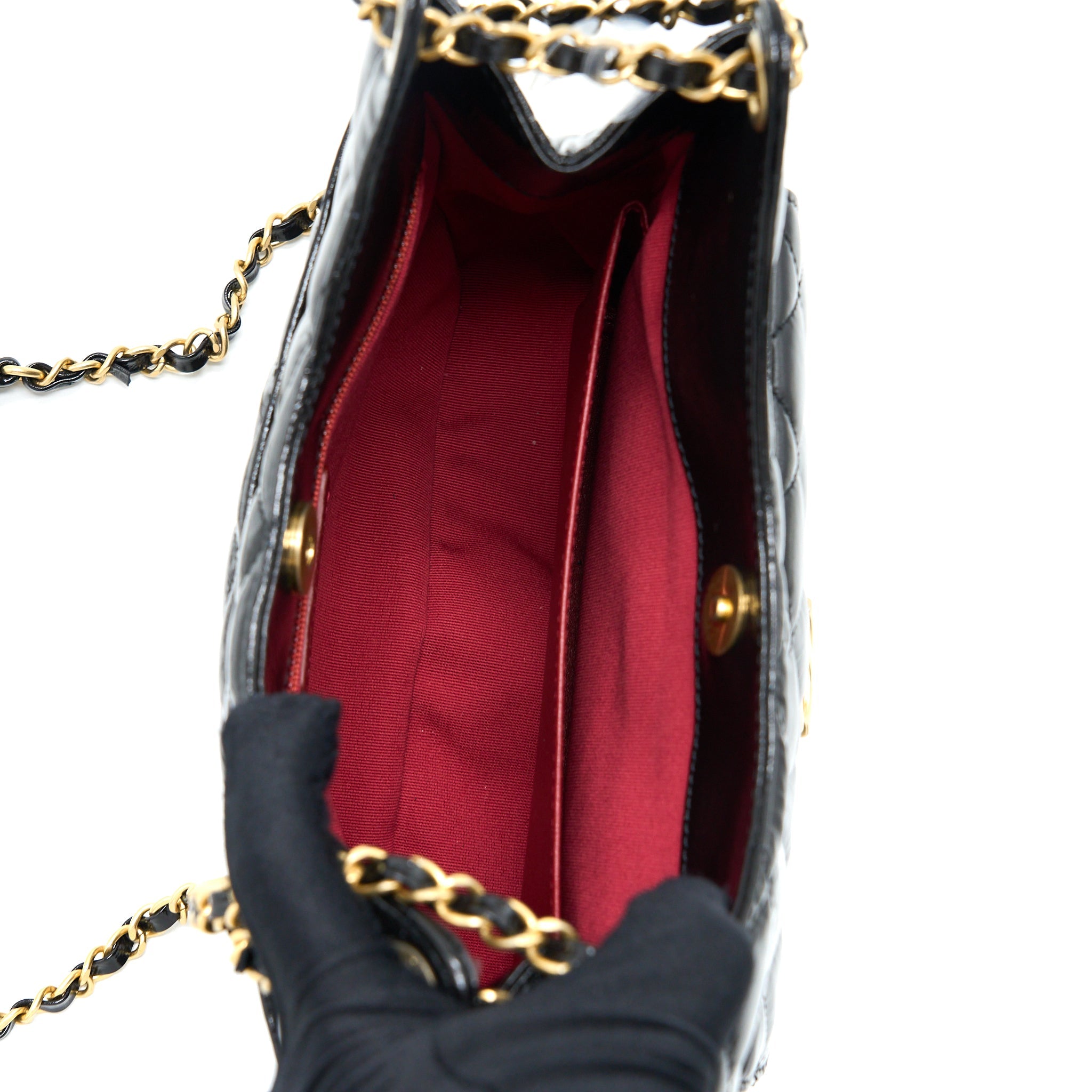 CHANEL 23C HOBO BAG SHINY CALFSKIN BLACK BRUSHED GHW(MICROCHIP)