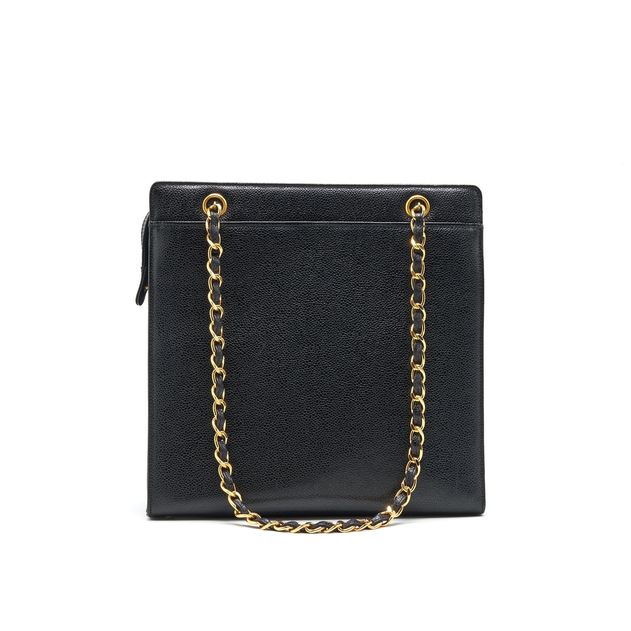 CHANEL VINTAGE 24K GOLD CAVIAR SHOPPING BAG WITH CHAIN