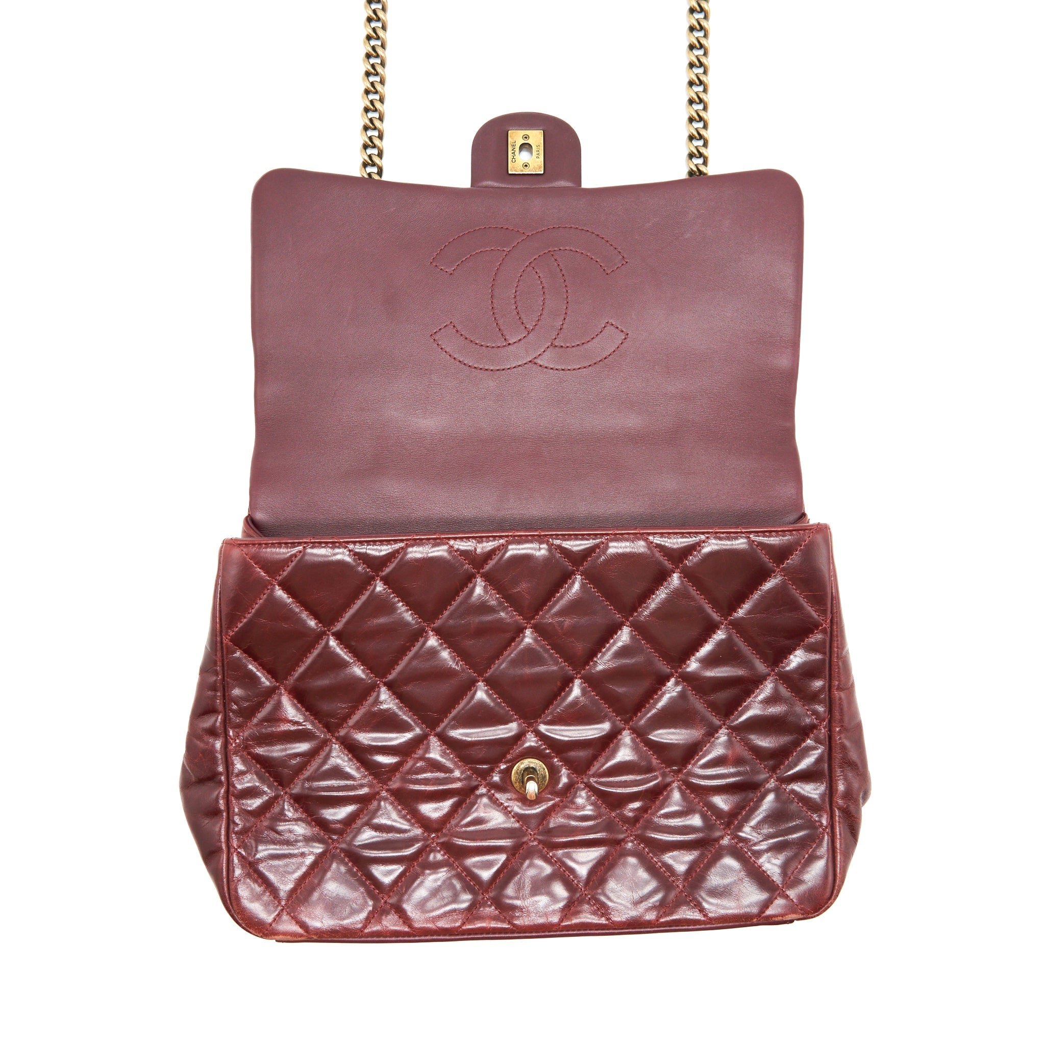 CHANEL QUILTED SHOULDER FLAP BAG LAMBSKIN RED GHW