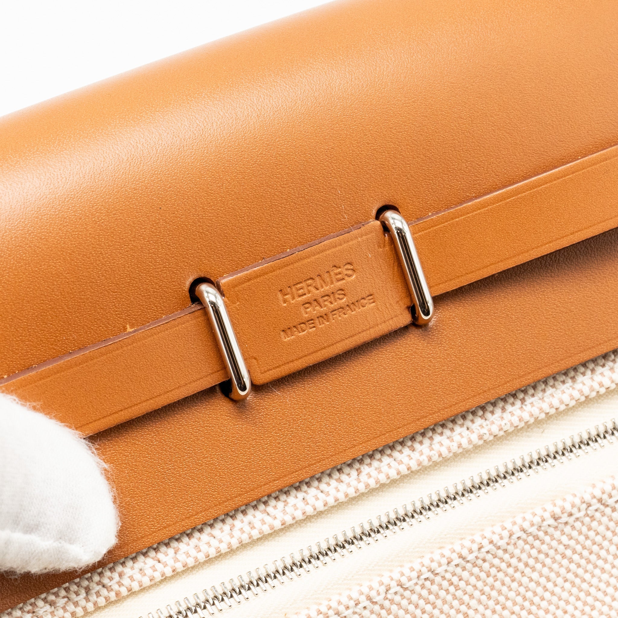 HERMES HERBAG MINI CANVAS / HUNTER LEATHER ECRU-BEIGE / FAUVE SHW