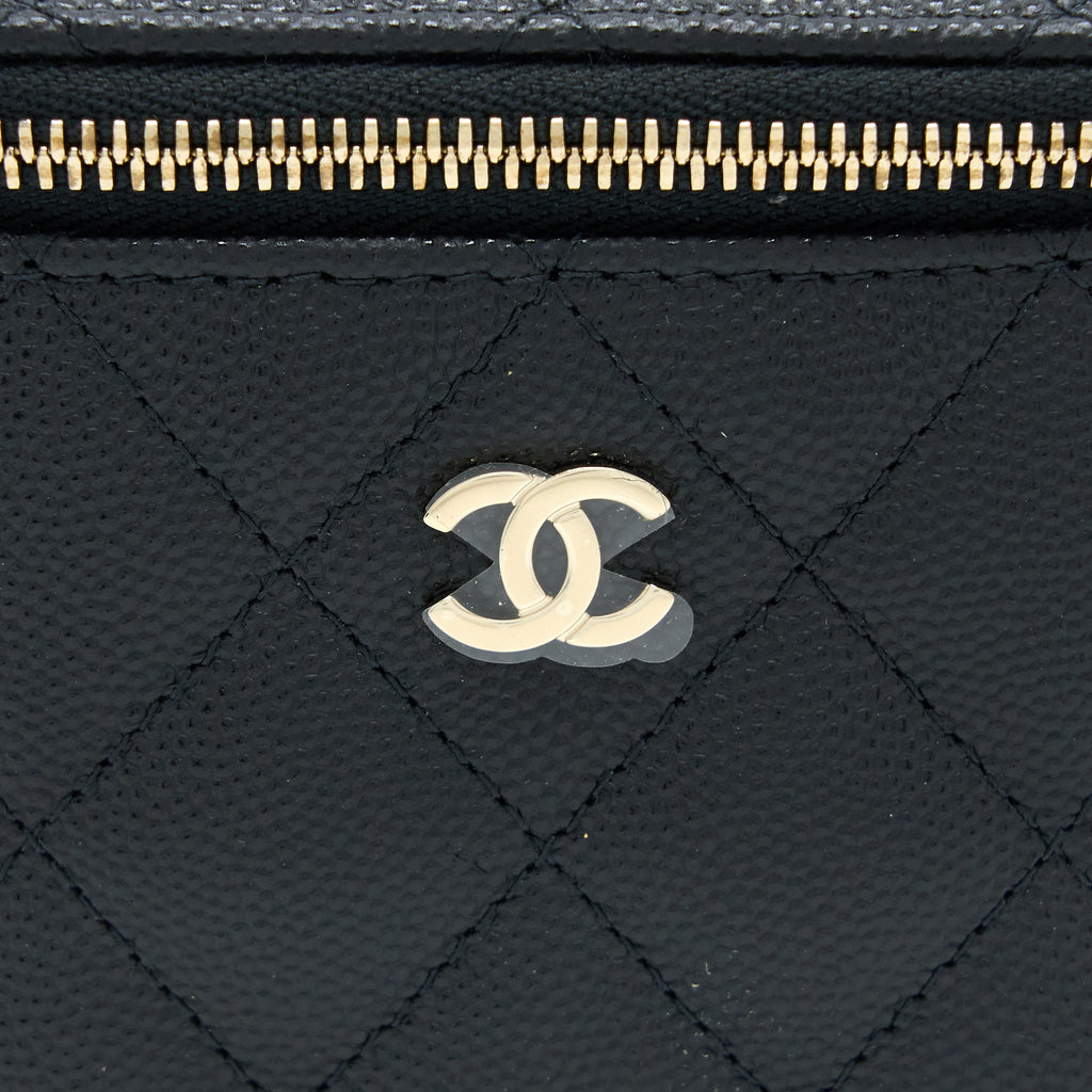 CHANEL MINI SQUARE VANITY CASE CAVIAR BLACK LGHW