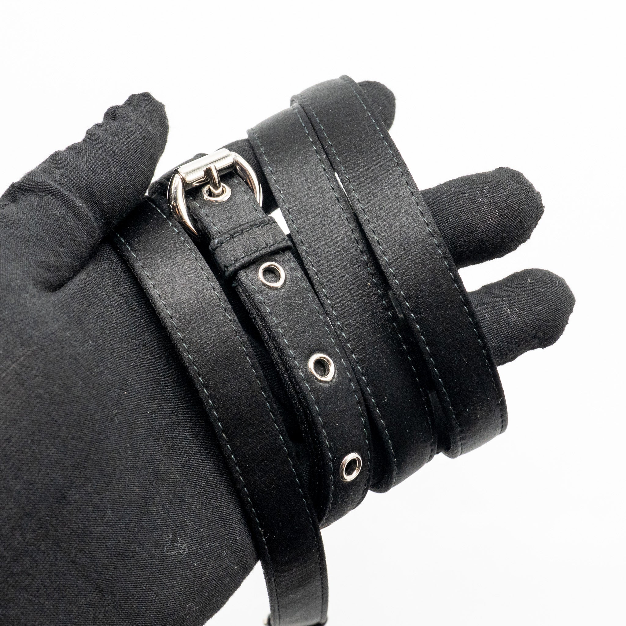 DIOR MINI LADY DIOR SATIN CRYSTAL BLACK SHW