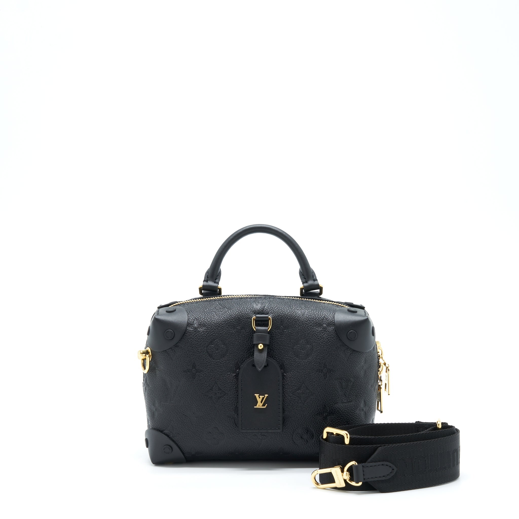 LOUIS VUITTON PETITE MALLE SOUPLE MONOGRAM EMPREINTE BLACK GHW