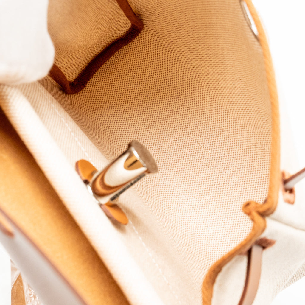 HERMES HERBAG MINI CANVAS / HUNTER LEATHER ECRU-BEIGE / FAUVE SHW