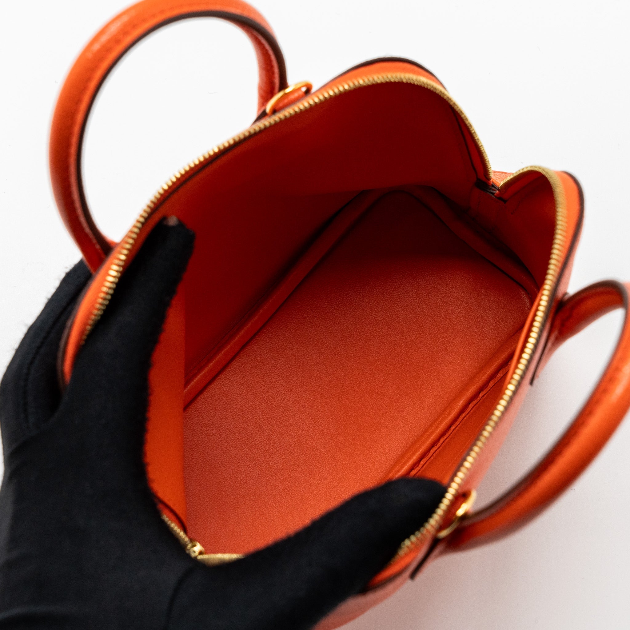 HERMES MINI BOLIDE CHEVRE MYSORE POPPY ORANGE GHW