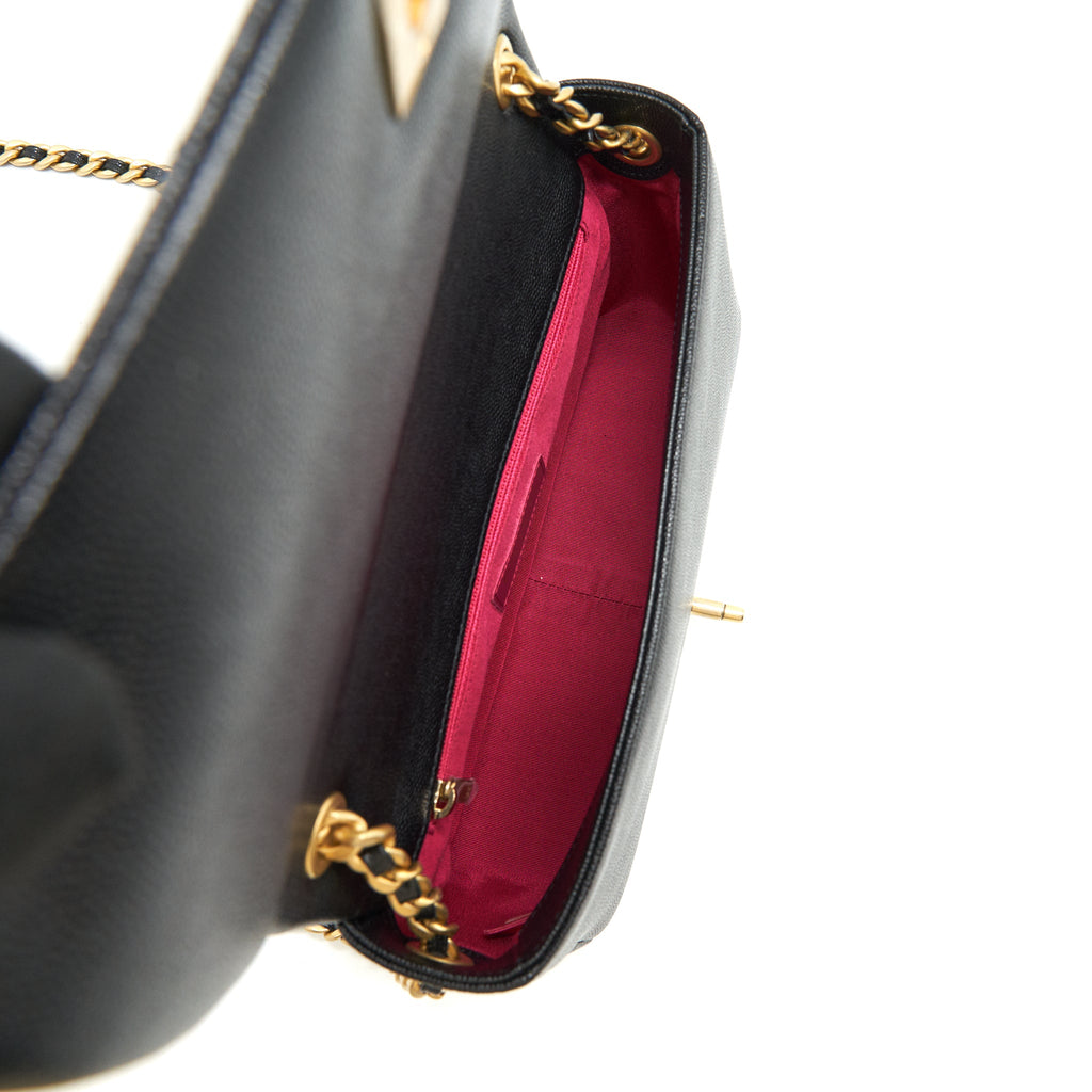 CHANEL SEASONAL FLAP BAG CAVIAR BLACK GHW