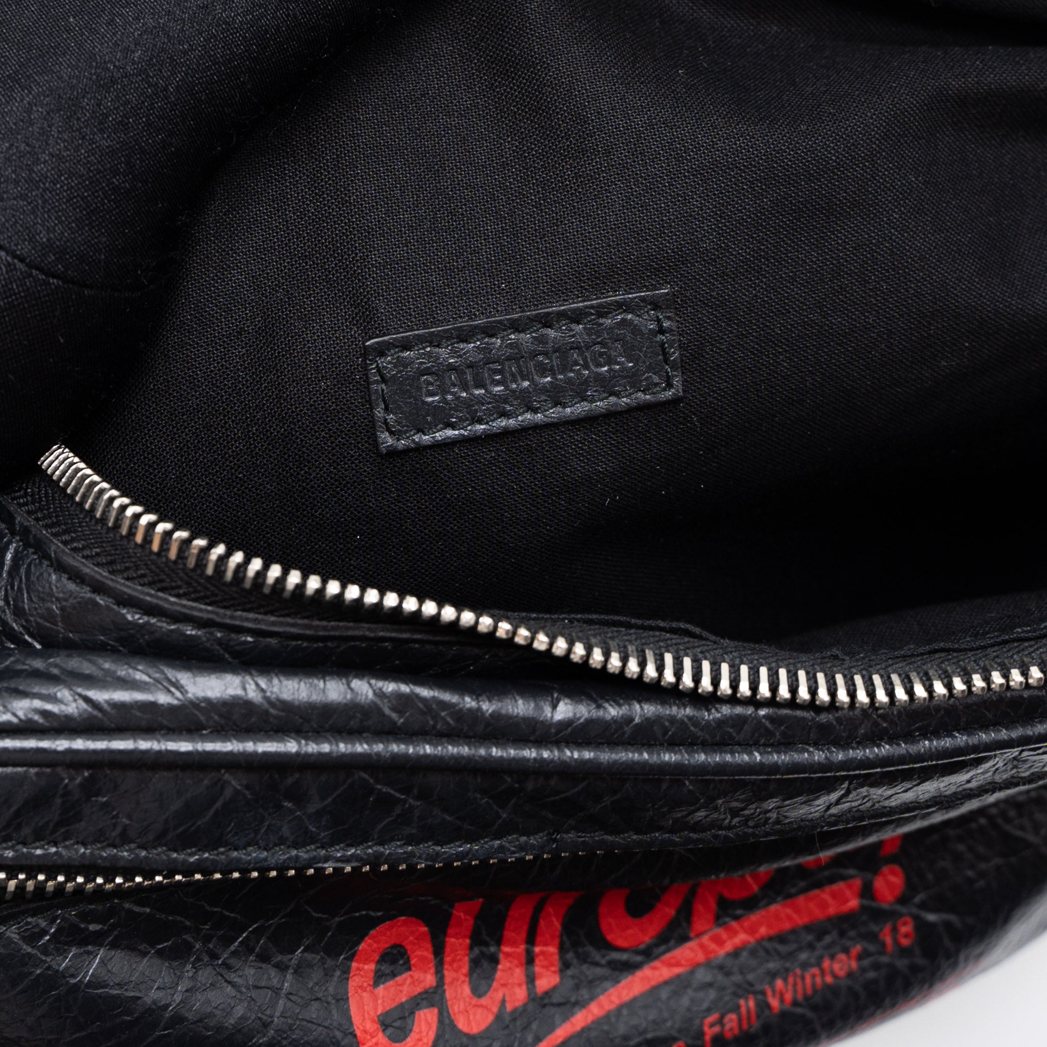 BALENCIAGA EUROPA BELT BAG CALFSKIN BLACK/RED SHW