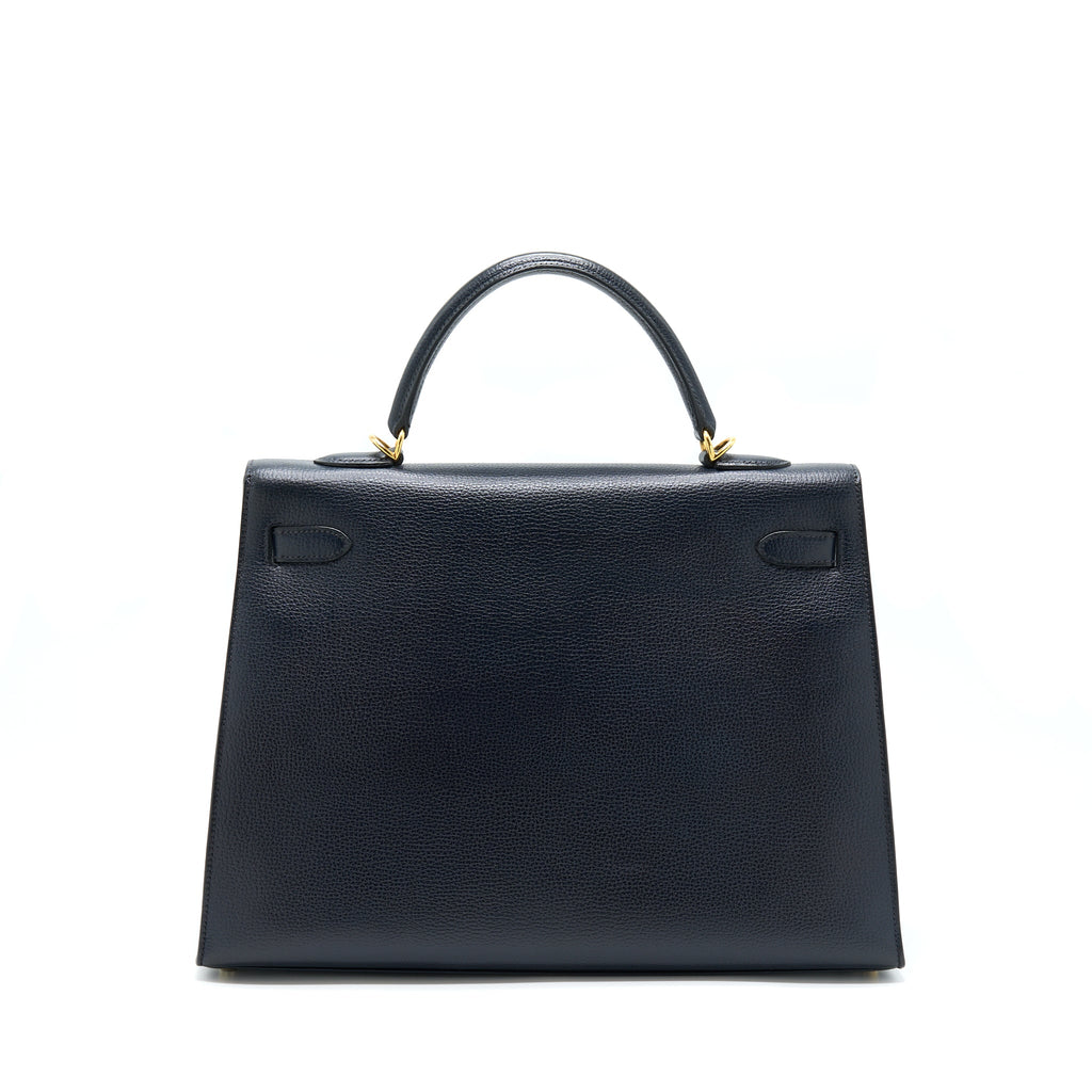 HERMES KELLY 35 SELLIER VACHE LIEGEE BLEU INDIGO GHW