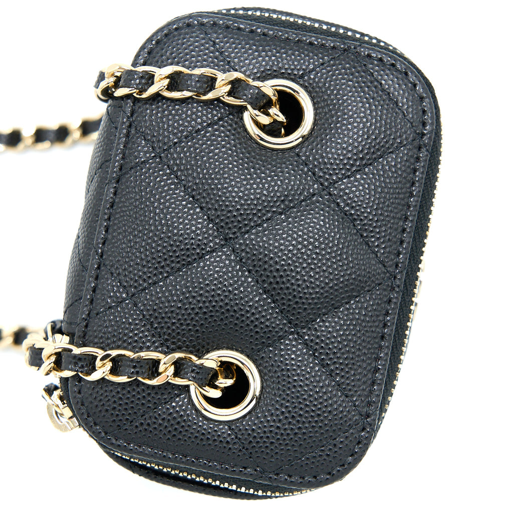 CHANEL 23C MINI VANITY WITH CHAIN CAVIAR BLACK LGHW