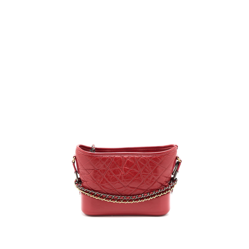 CHANEL SMALL GABRIELLE HOBO BAG AGED CALFSKIN RED MULTICOLOUR HARDWARE