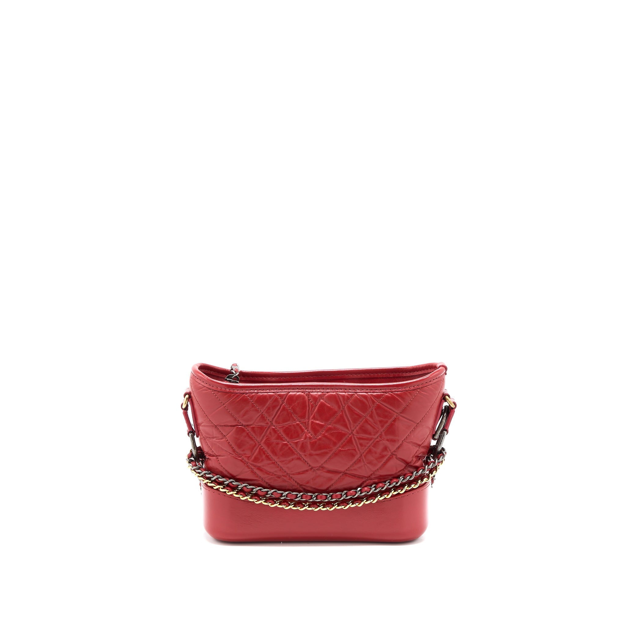 CHANEL SMALL GABRIELLE HOBO BAG AGED CALFSKIN RED MULTICOLOUR HARDWARE