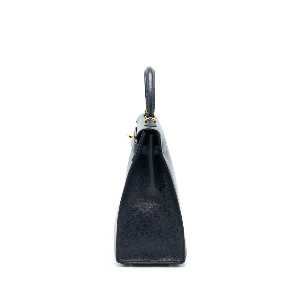 HERMES KELLY 35 SELLIER VACHE LIEGEE BLEU INDIGO GHW