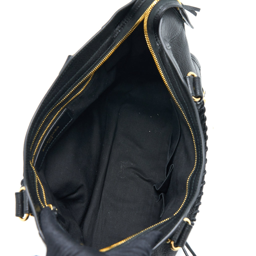 BALENCIAGA EDGE CITY BAG GOATSKIN BLACK GHW