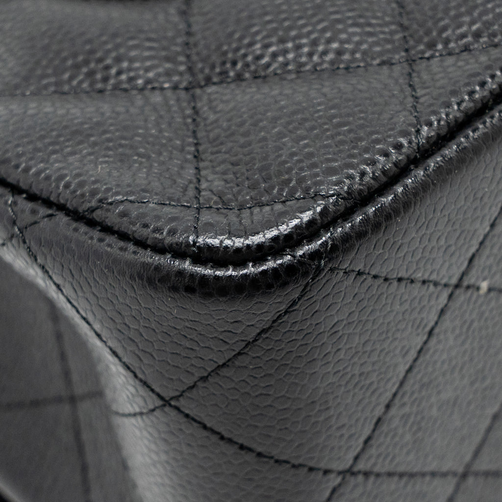 CHANEL JUMBO CLASSIC DOUBLE FLAP BAG CAVIAR BLACK GHW
