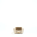 FENDI NANO BAGUETTE CHARM BAG WITH CHAIN BROWN/ CREAM GHW