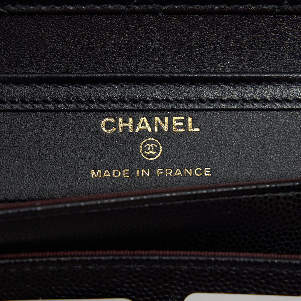 CHANEL 2 IN 1 WALLET ON CHAIN CAVIAR BLACK GHW