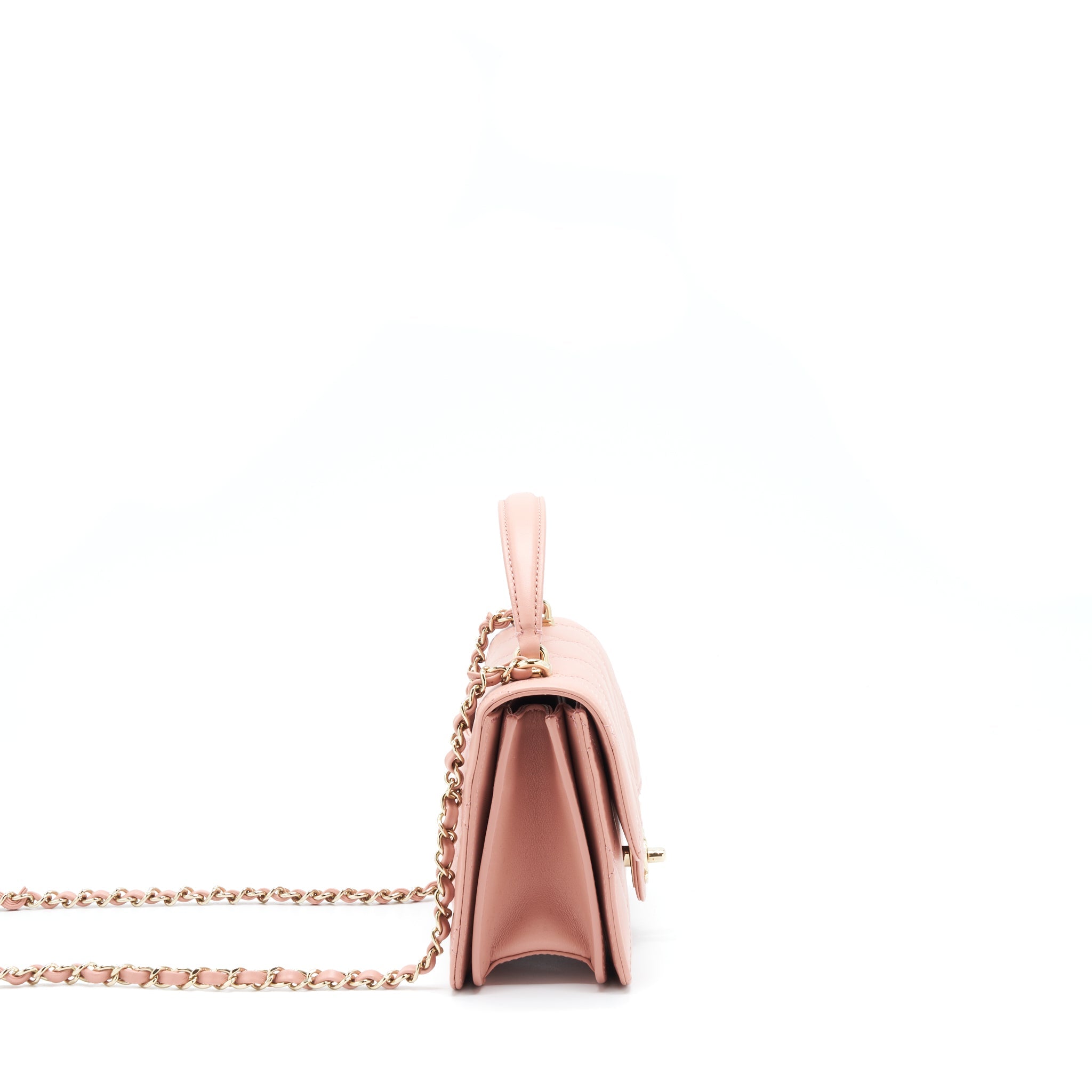 CHANEL TOP HANDLE FLAP BAG LAMBSKIN DARK PINK LGHW (MICROCHIP)