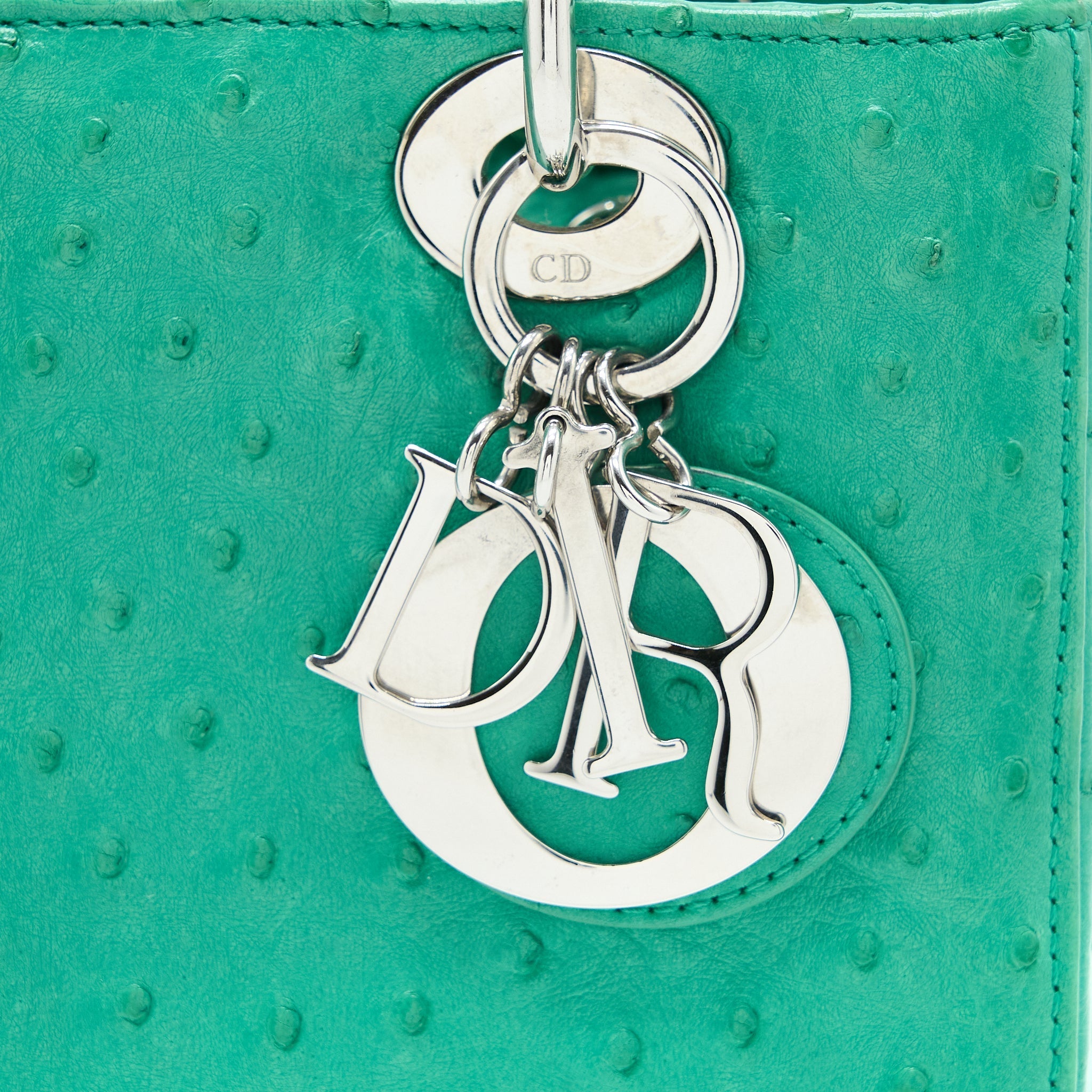 DIOR MEDIUM LADY DIOR OSTRICH GREEN SHW
