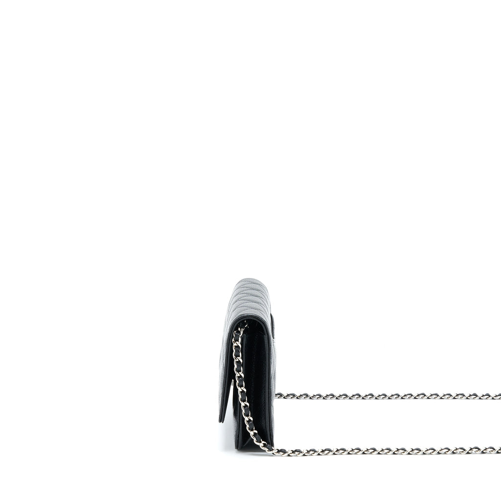 CHANEL CLASSIC WALLET ON CHAIN CAVIAR BLACK SHW (MICROCHIP)