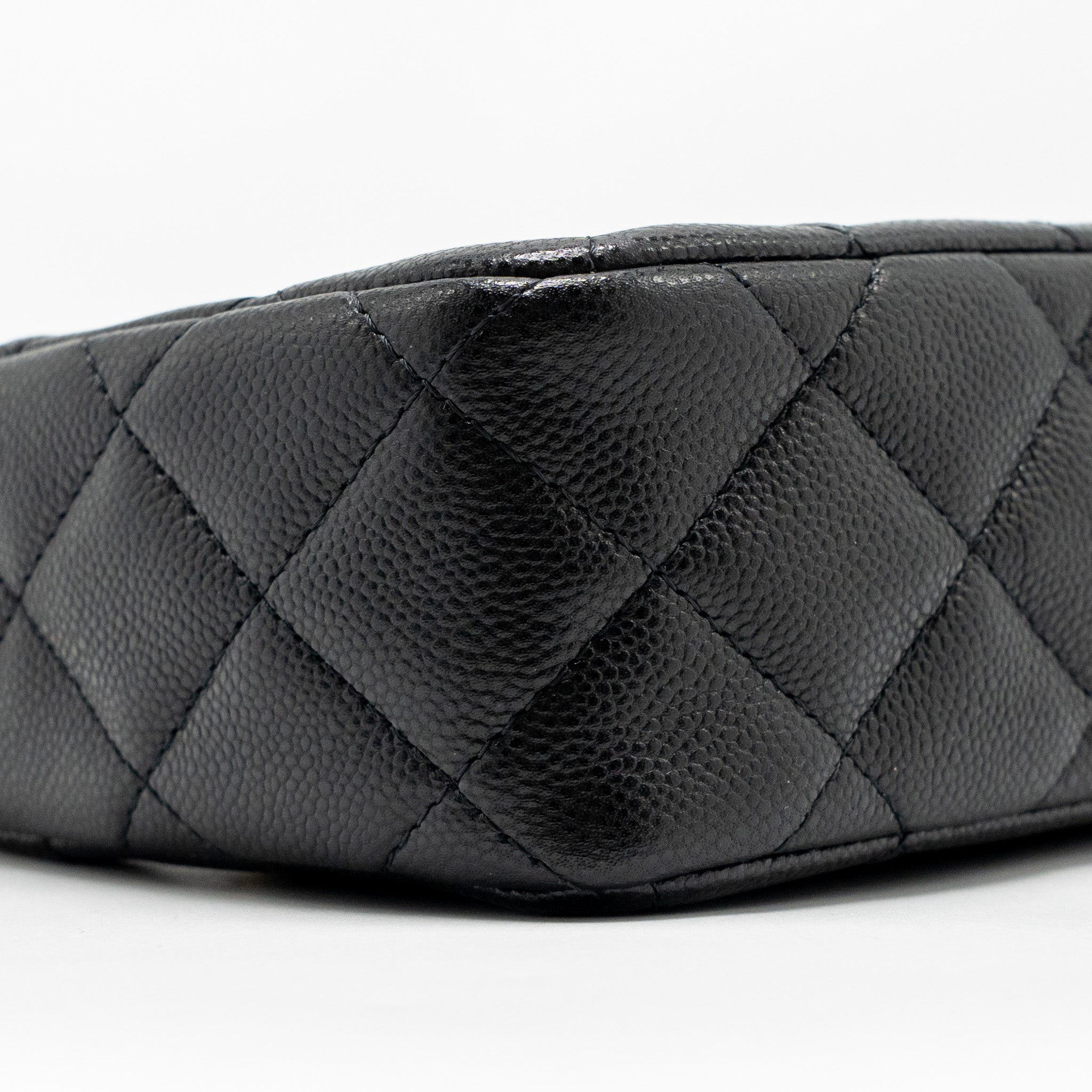 CHANEL 25A CLUTCH WITH CHAIN BAG CAVIAR BLACK LGHW