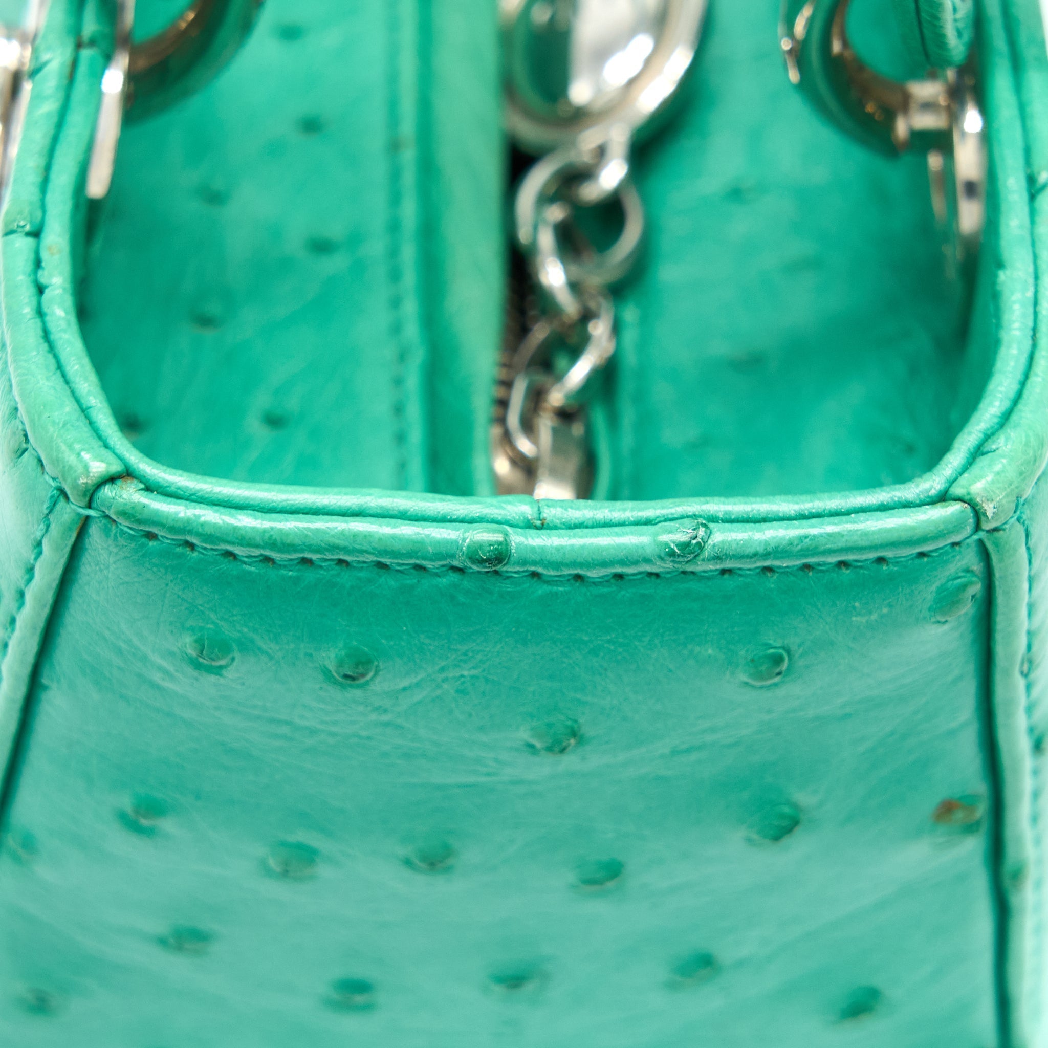 DIOR MEDIUM LADY DIOR OSTRICH GREEN SHW