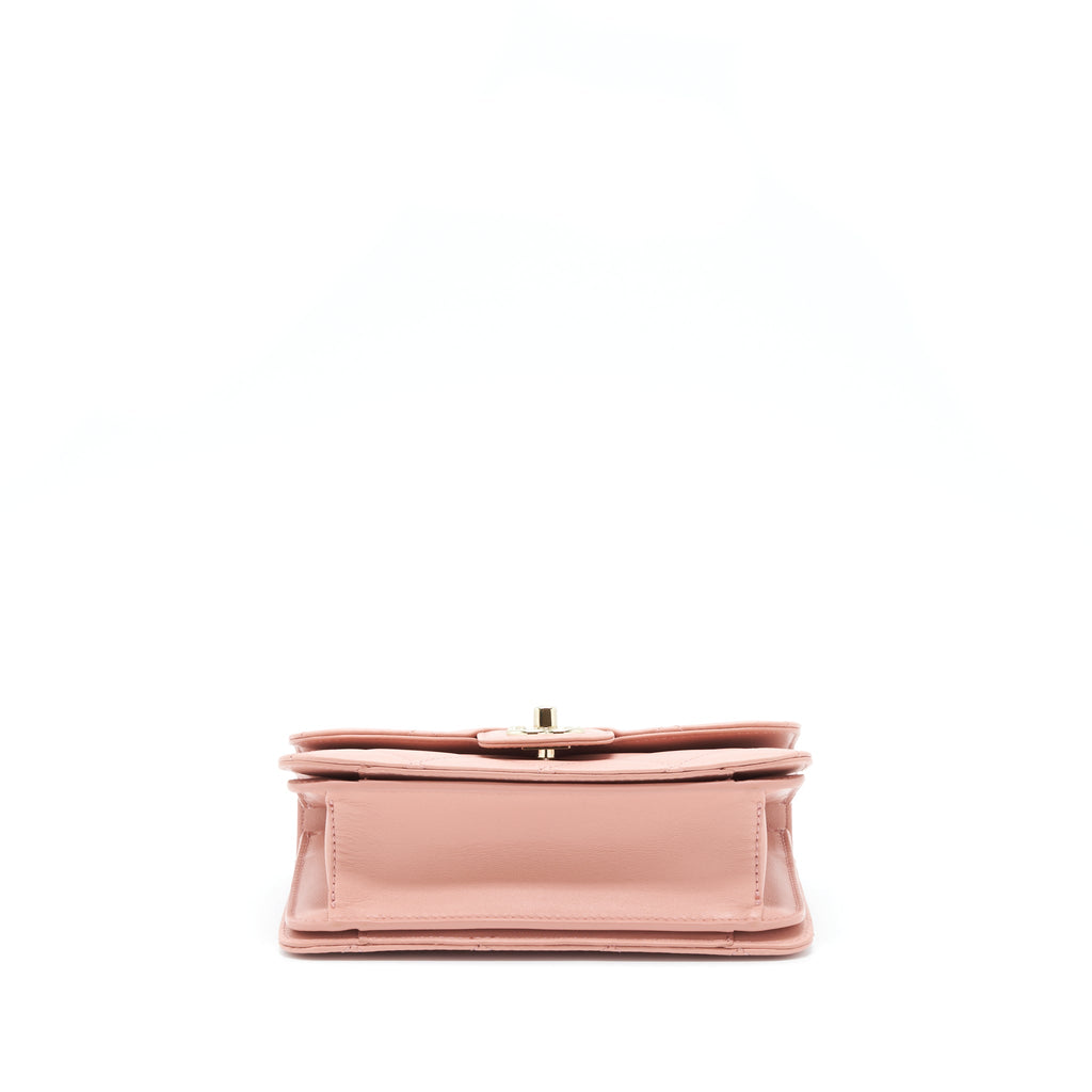 CHANEL TOP HANDLE FLAP BAG LAMBSKIN DARK PINK LGHW (MICROCHIP)