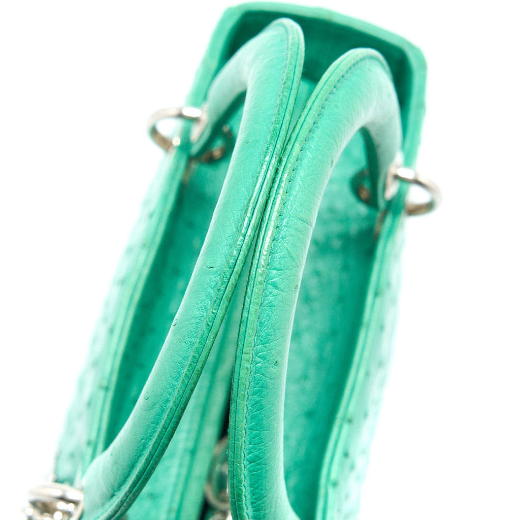 DIOR MEDIUM LADY DIOR OSTRICH GREEN SHW