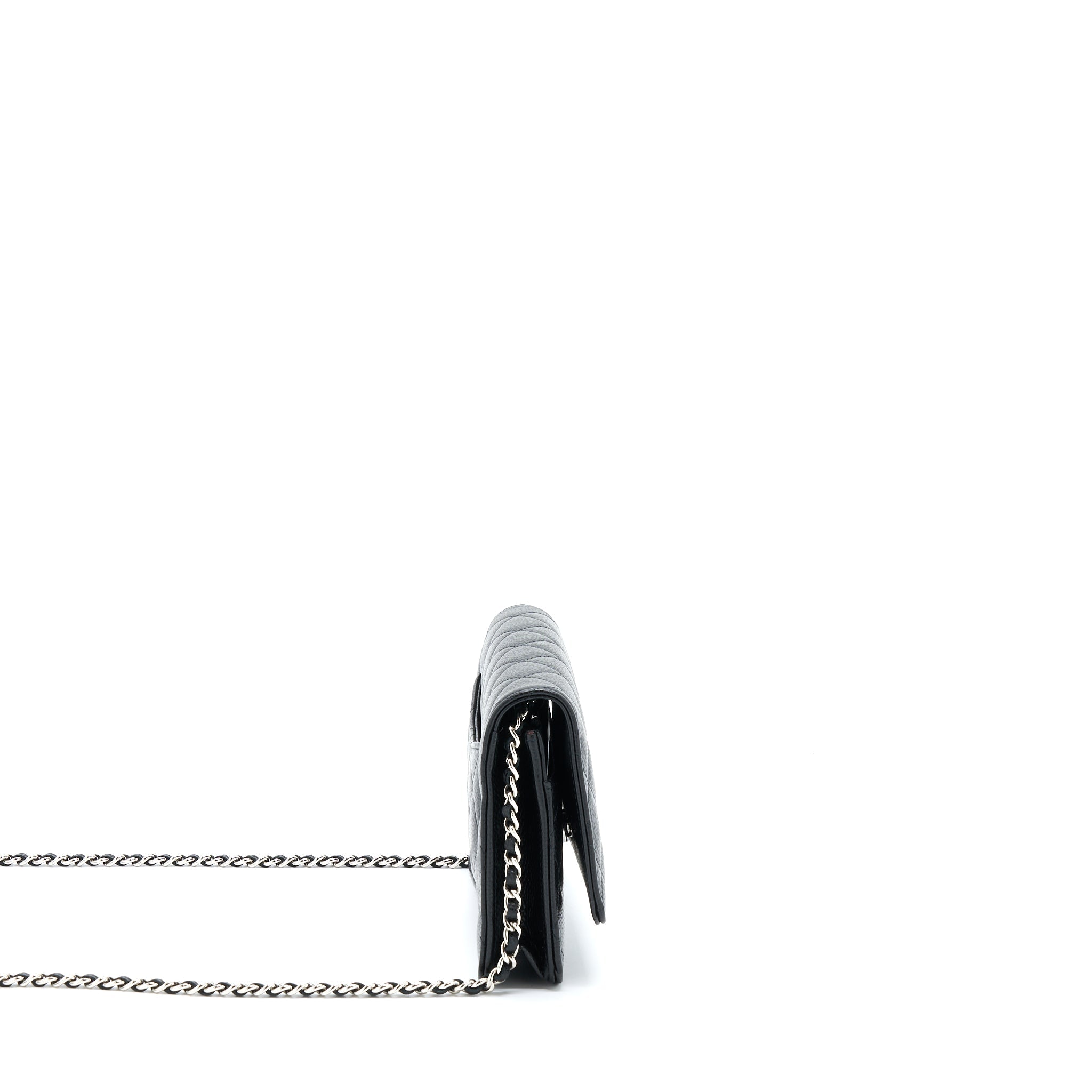 CHANEL CLASSIC WALLET ON CHAIN CAVIAR BLACK SHW (MICROCHIP)