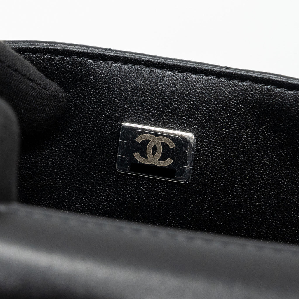 CHANEL CLASSIC MINI RECTANGULAR FLAP BAG LAMBSKIN BLACK SHW (MICROCHIP)