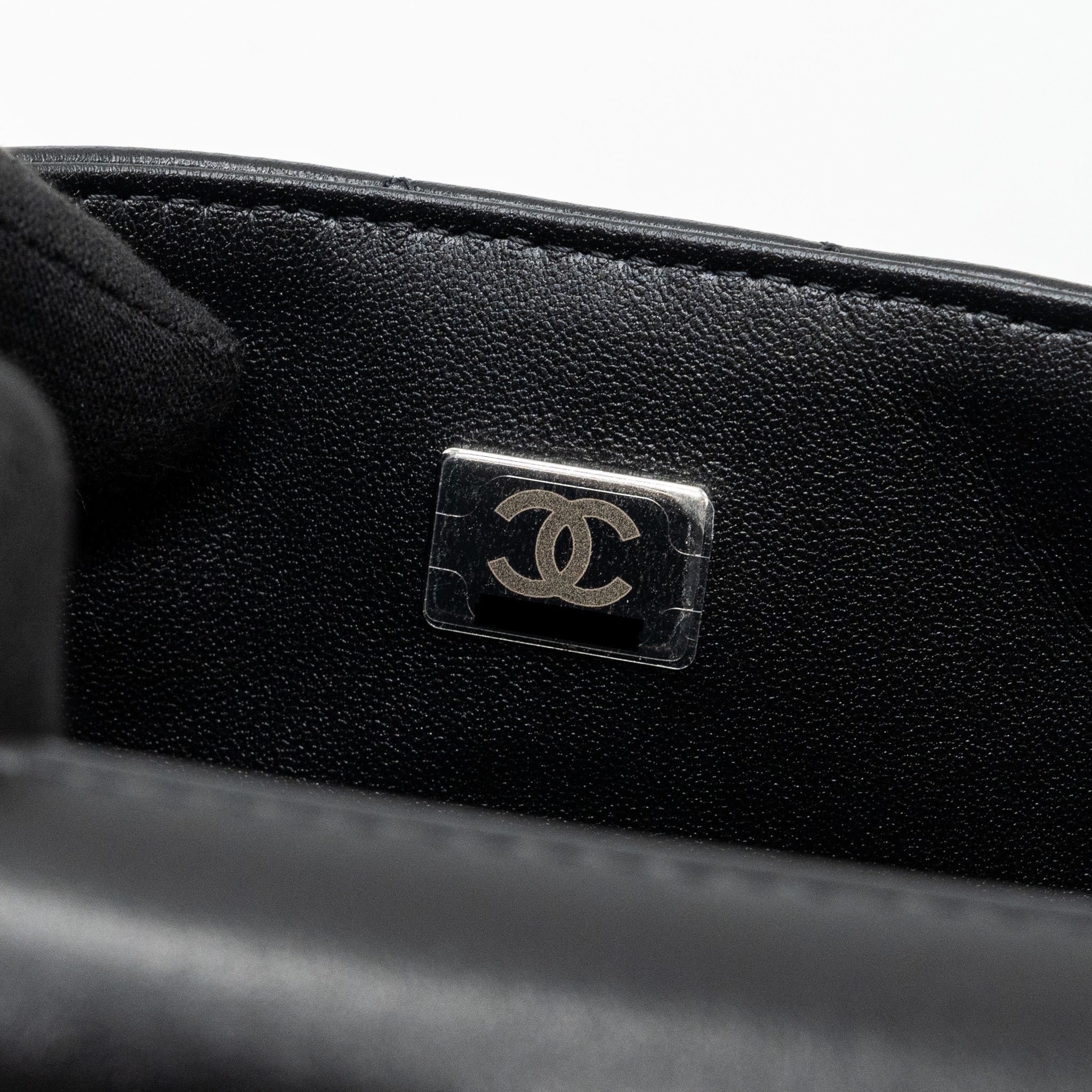 CHANEL CLASSIC MINI RECTANGULAR FLAP BAG LAMBSKIN BLACK SHW (MICROCHIP)