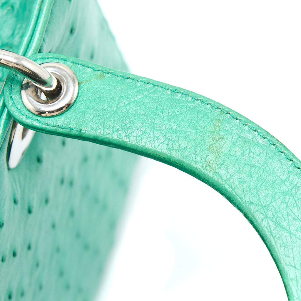 DIOR MEDIUM LADY DIOR OSTRICH GREEN SHW