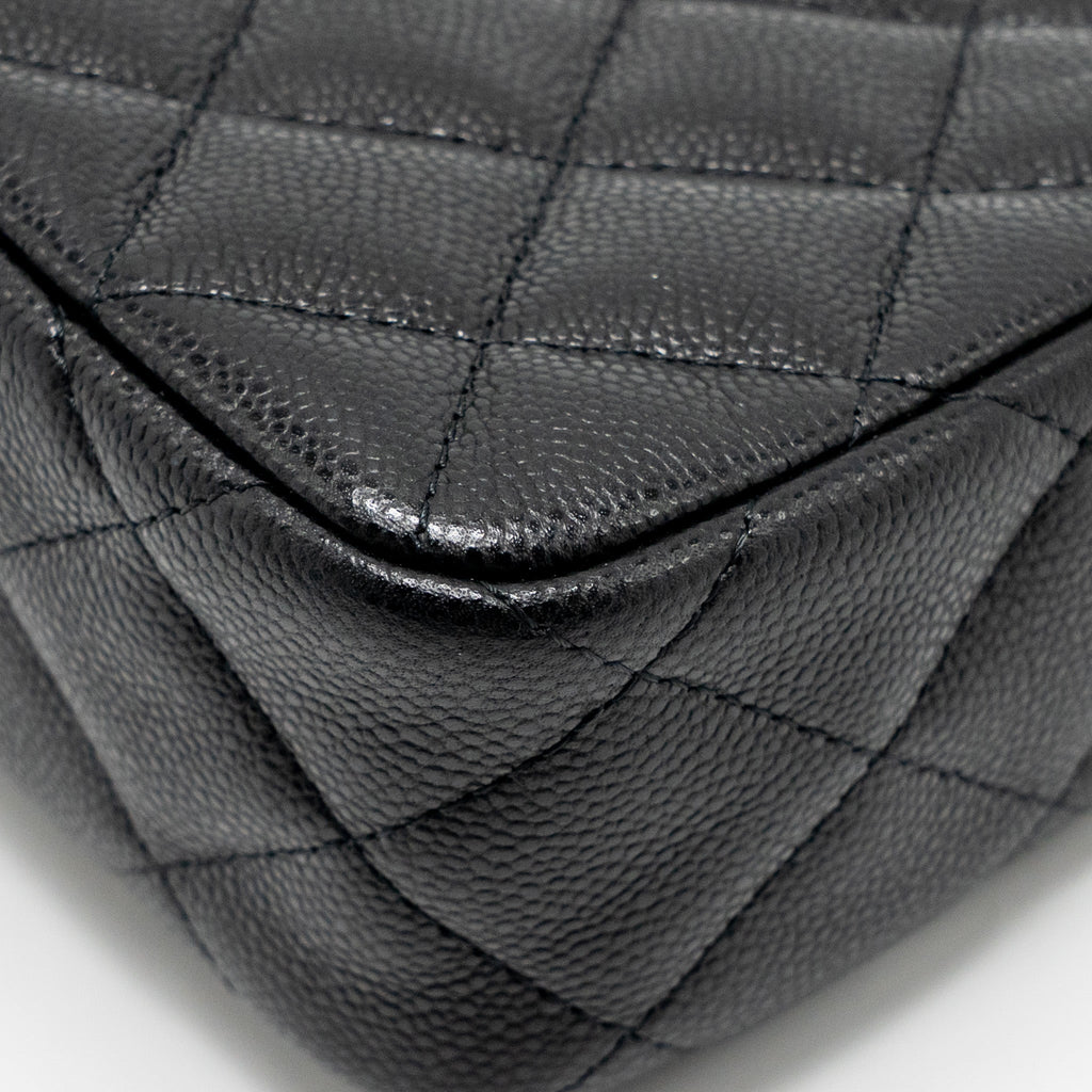 CHANEL 25A CLUTCH WITH CHAIN BAG CAVIAR BLACK LGHW