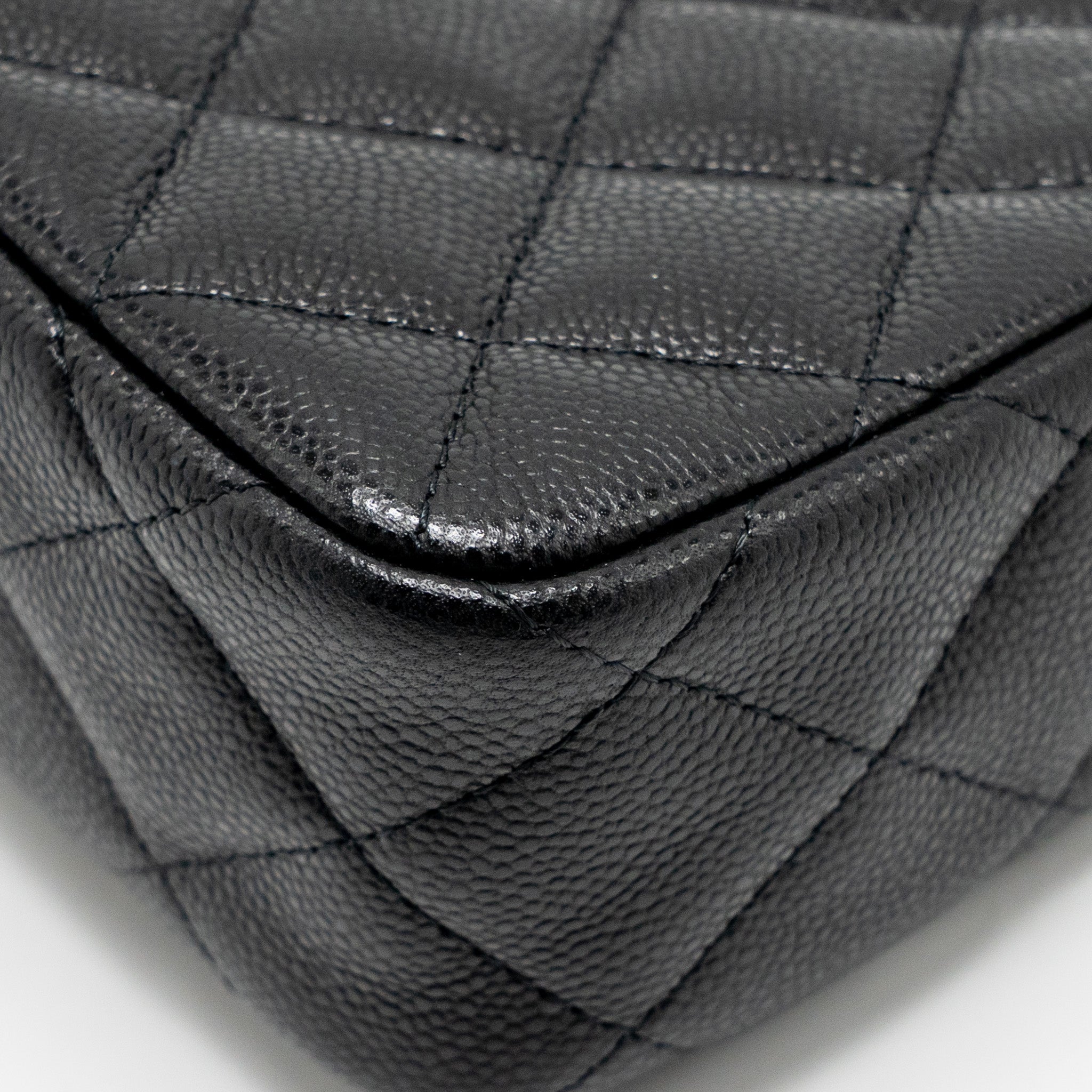 CHANEL 25A CLUTCH WITH CHAIN BAG CAVIAR BLACK LGHW