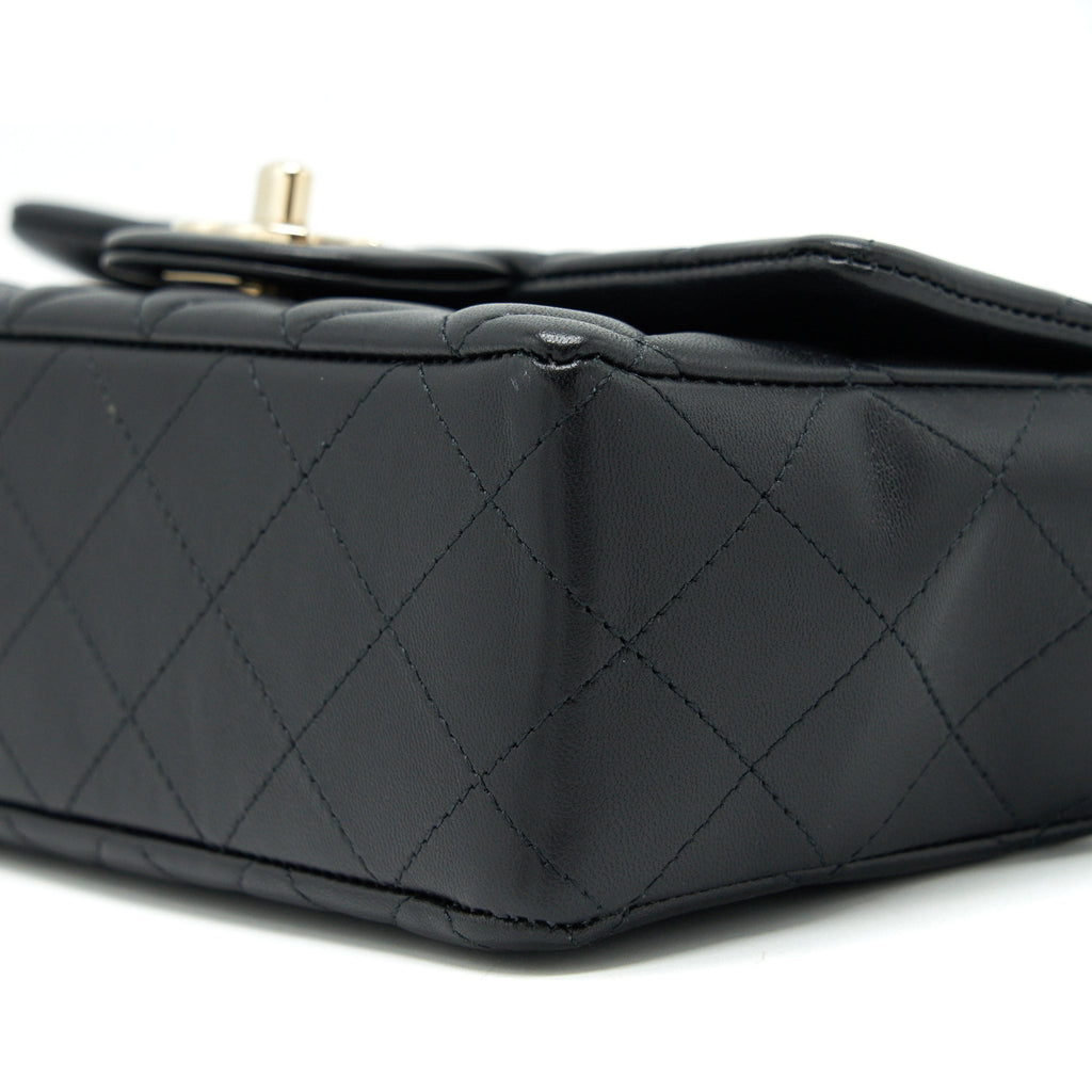 CHANEL MINI RECTANGULAR FLAP BAG LAMBSKIN BLACK LGHW (MICROCHIP)