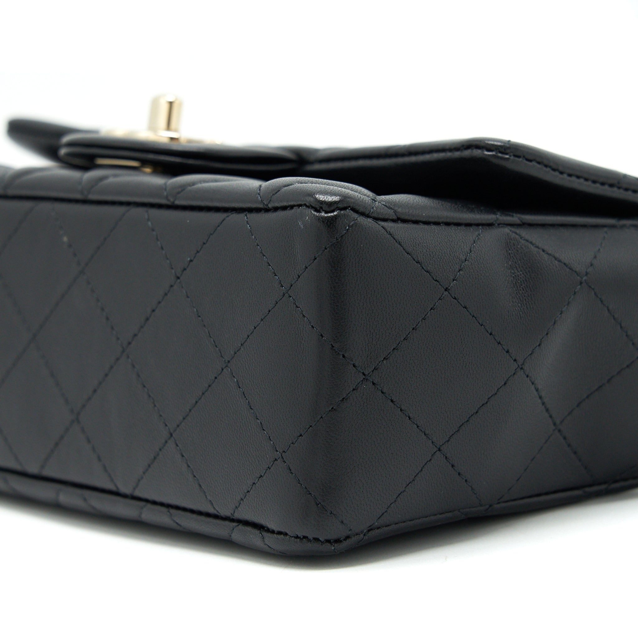 CHANEL MINI RECTANGULAR FLAP BAG LAMBSKIN BLACK LGHW (MICROCHIP)
