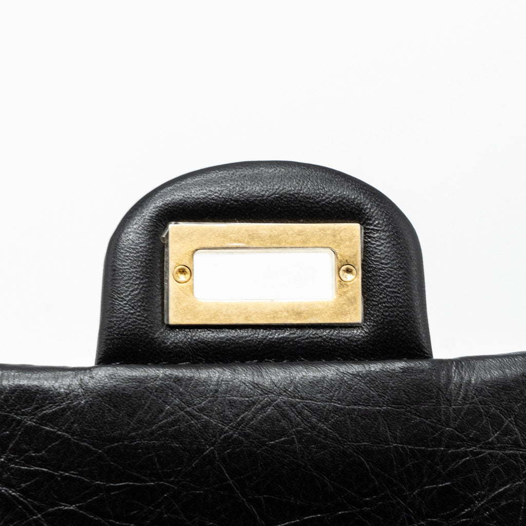 CHANEL MINI 2.55 REISSUE FLAP BAG AGED CALFSKIN BLACK BRUSHED GHW