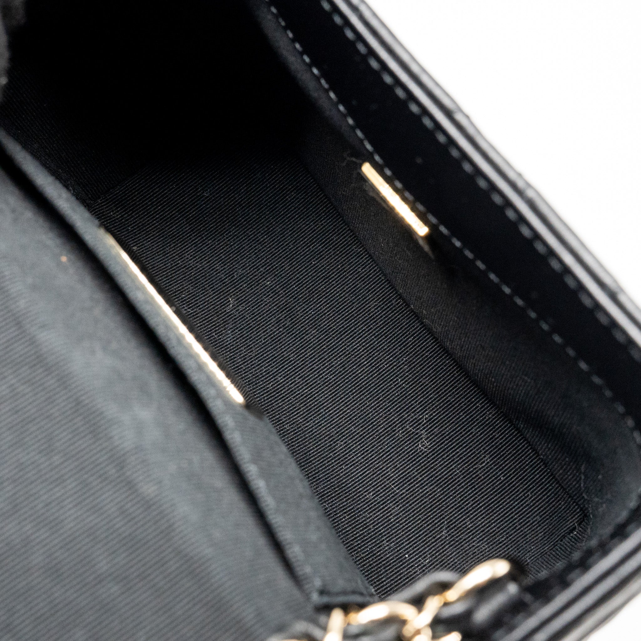CHANEL FLAP VANITY WITH CHAIN LAMBSKIN BLACK LGWH (MICROCHIP)