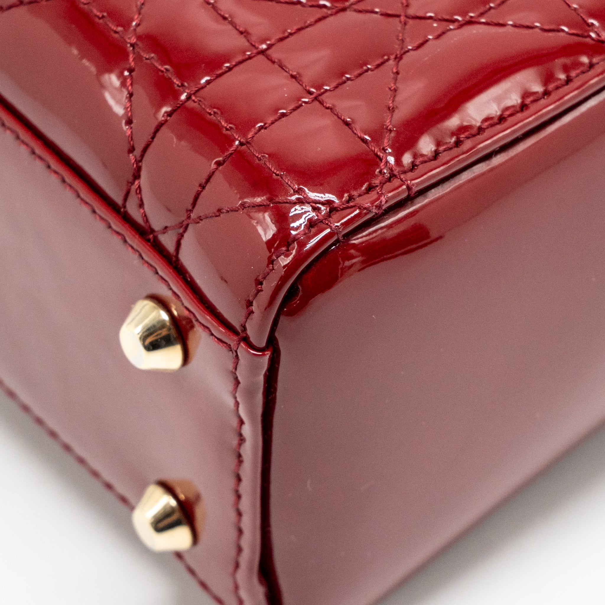 DIOR MINI LADY DIOR PATENT LEATHER RED GHW