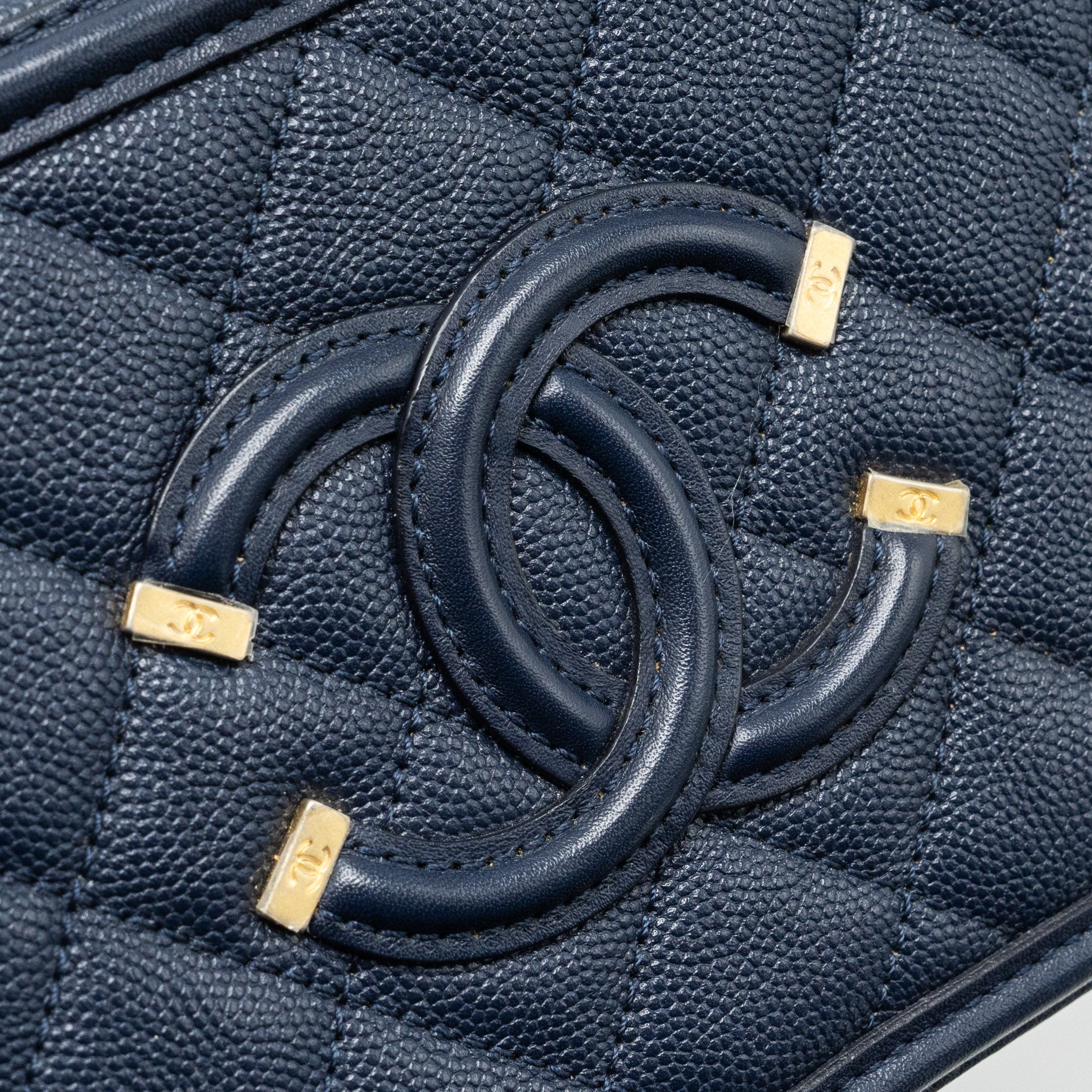 CHANEL MINI FILIGREE CAMERA BAG CAVIAR DARK BLUE GHW