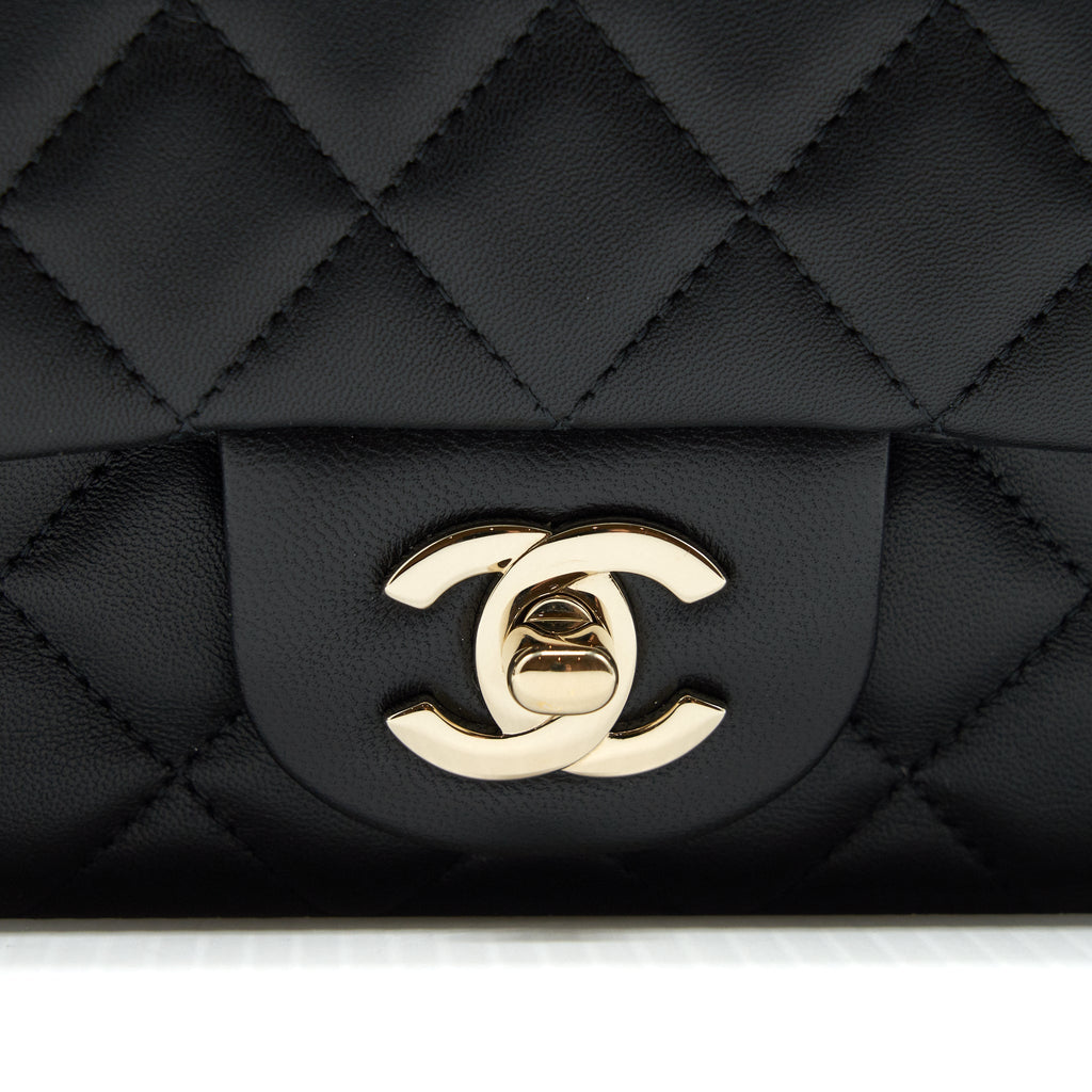 CHANEL MINI RECTANGULAR FLAP BAG LAMBSKIN BLACK LGHW (MICROCHIP)