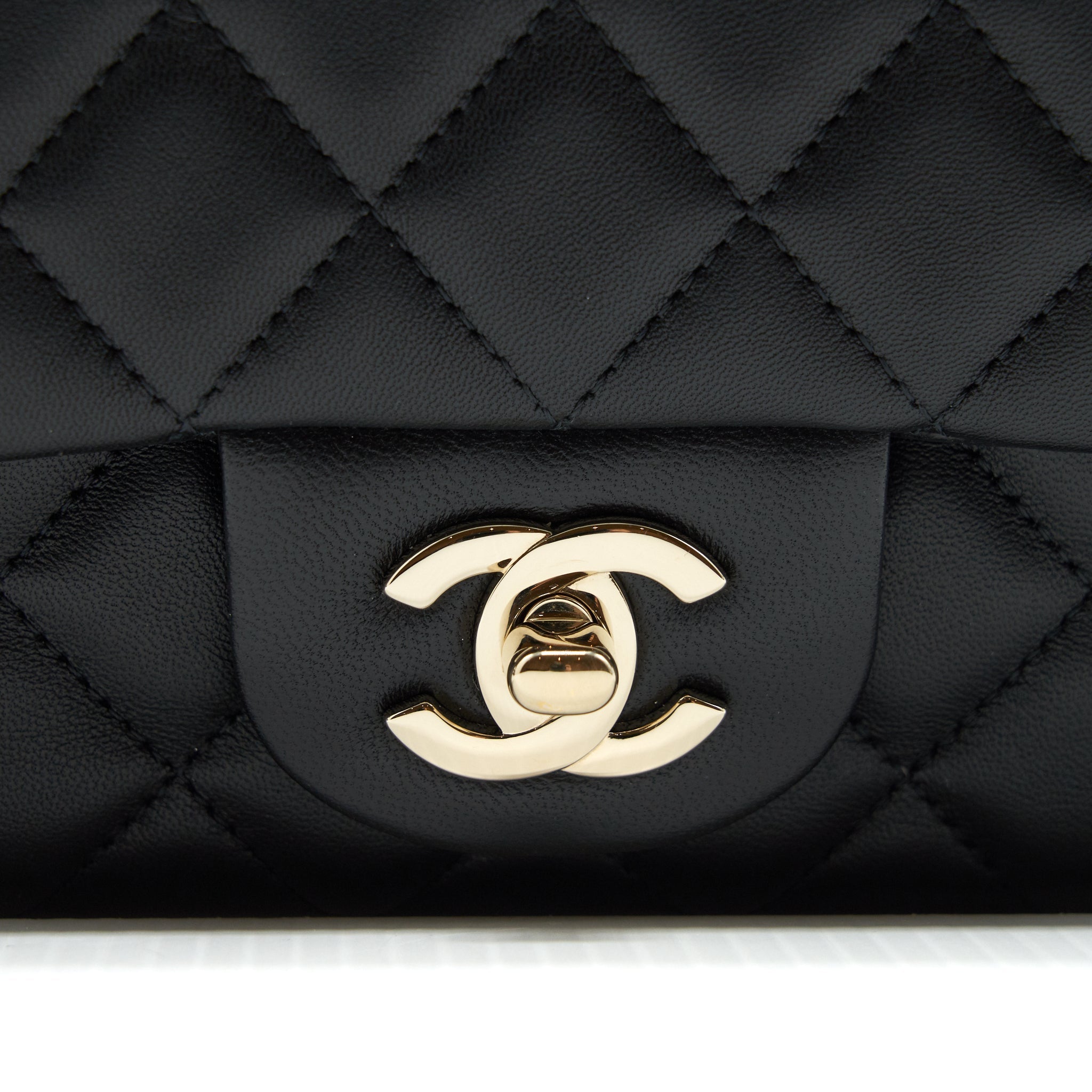 CHANEL MINI RECTANGULAR FLAP BAG LAMBSKIN BLACK LGHW (MICROCHIP)