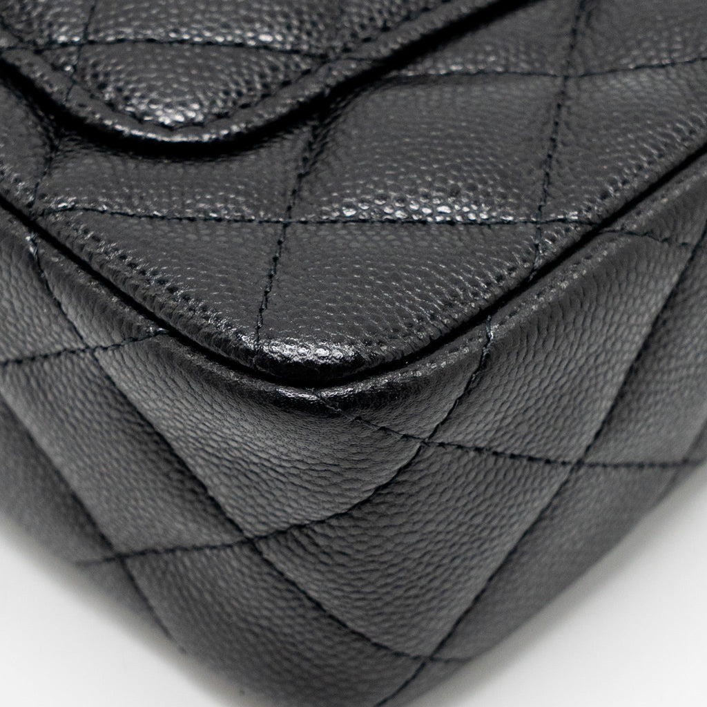 CHANEL 25A CLUTCH WITH CHAIN BAG CAVIAR BLACK LGHW