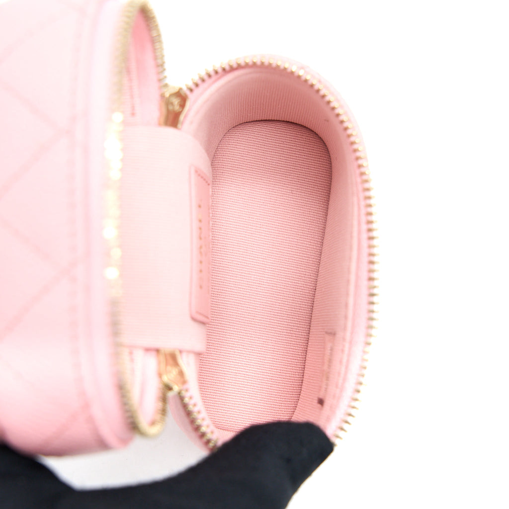CHANEL MINI TOP HANDLE VANITY CASE CAVIAR PINK LGHW