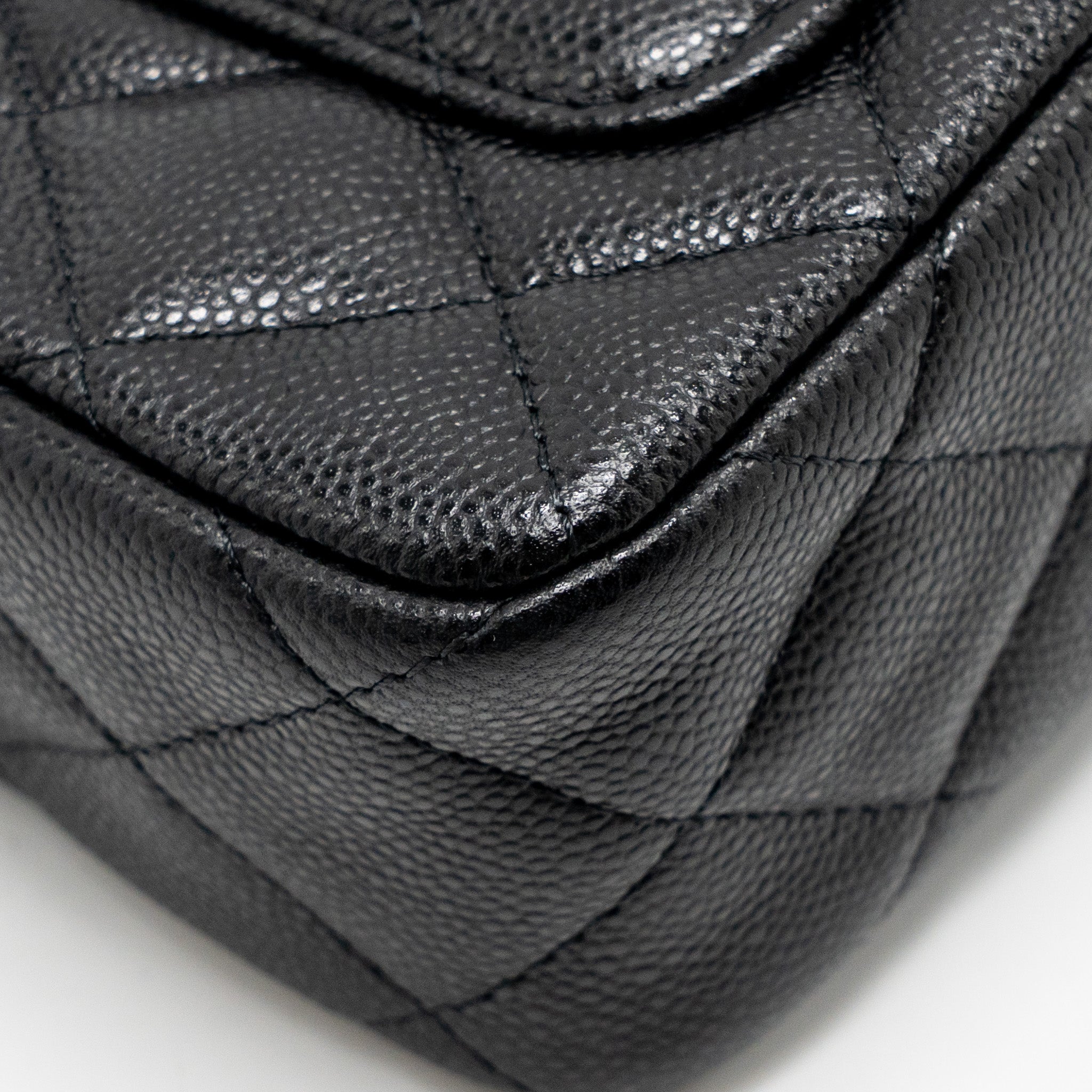 CHANEL 25A CLUTCH WITH CHAIN BAG CAVIAR BLACK LGHW