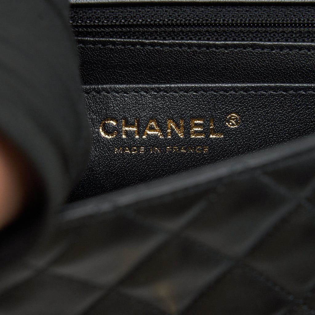 CHANEL MINI RECTANGULAR FLAP BAG LAMBSKIN BLACK LGHW (MICROCHIP)