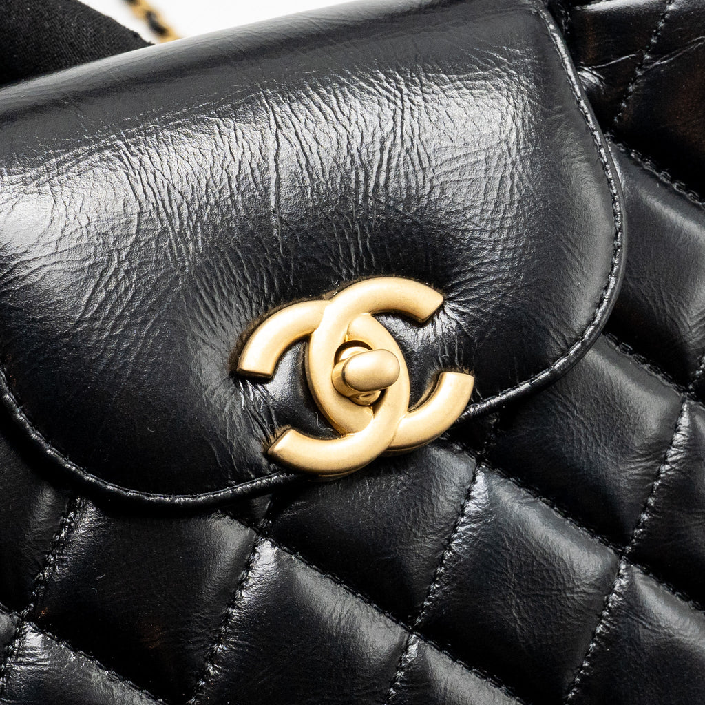CHANEL MINI KELLY SHOPPING TOTE BAG CALFSKIN BLACK GHW (MICROCHIP)
