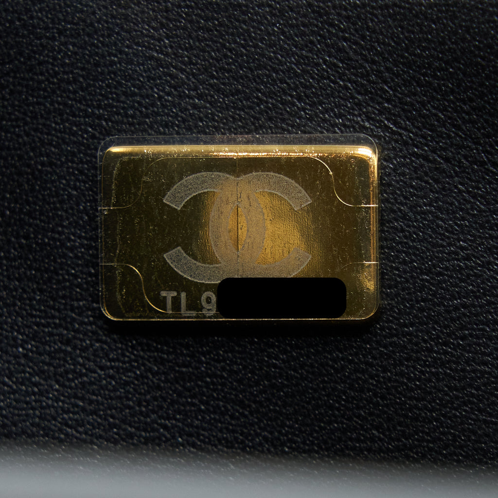 CHANEL 22K RETRO CLASSIC NEW SQUARE FLAP BAG GOATSKIN BLACK WITH GHW (MICROCHIP)